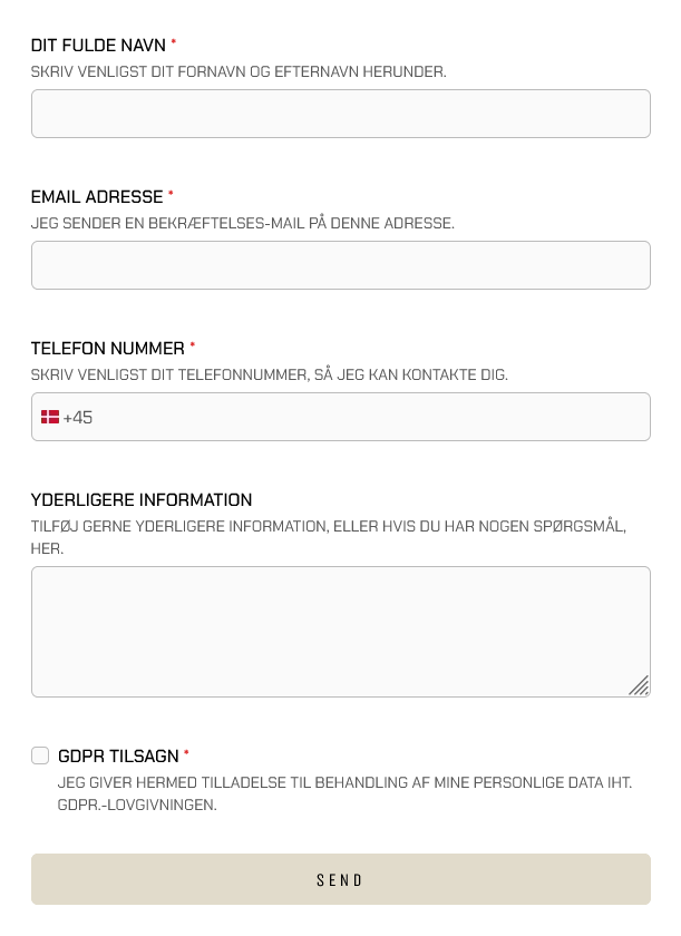 Democase Hjemmeside psykolog design kontaktformular